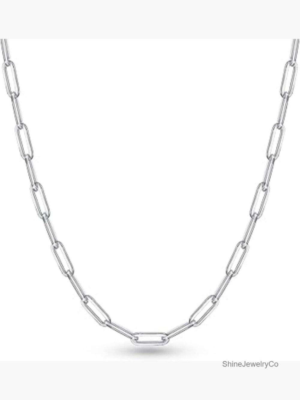 925 Silver Paperclip Chain Necklace 16-30 Inches 2.5-5mm Lobster Clasp
